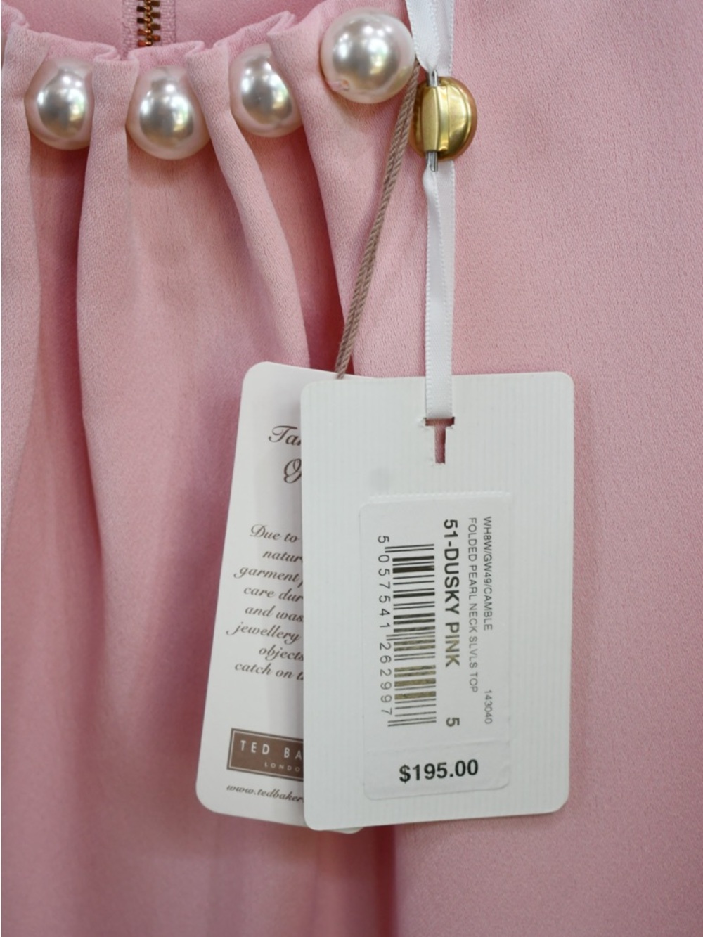 Ted Baker Blush Pink Sleeveless Pearl Trim Blouse - Picture 2 of 7
